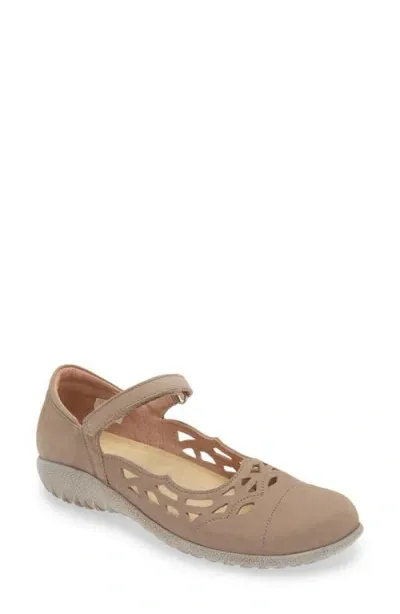 Naot Agathis Mary Jane Flat In Stone Nubuck