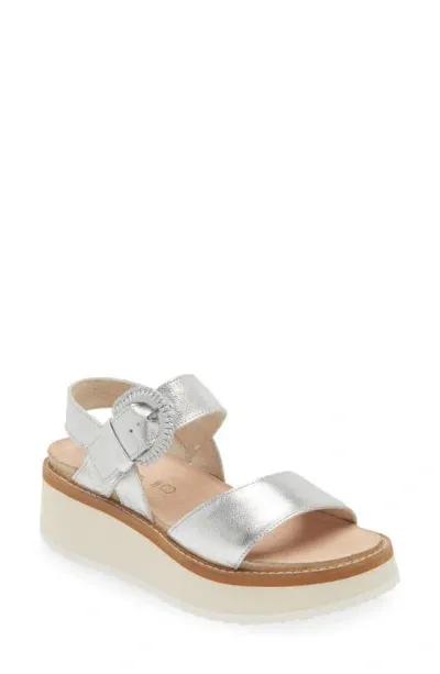 Naot Crepe Platform Sandal In Soft Silver Leather