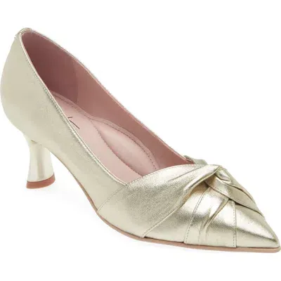 Naot Harlow Pointed Toe Pump In Gold Metallic Leather