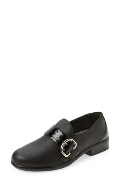 Naot Viscol Strap Loafer In Jet Black/crinkle Patent