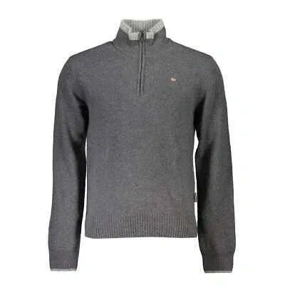 Pre-owned Napapijri Eleganter Grauer Pullover Mit Halbem Reissverschluss Und Auffälligen Ak In Default