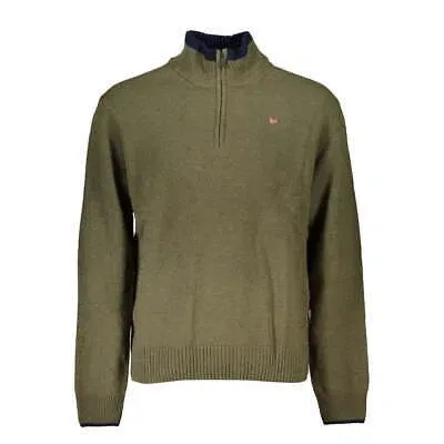 Pre-owned Napapijri Grüner Pullover Mit Halbem Reissverschluss Und Stickereidetails In Default