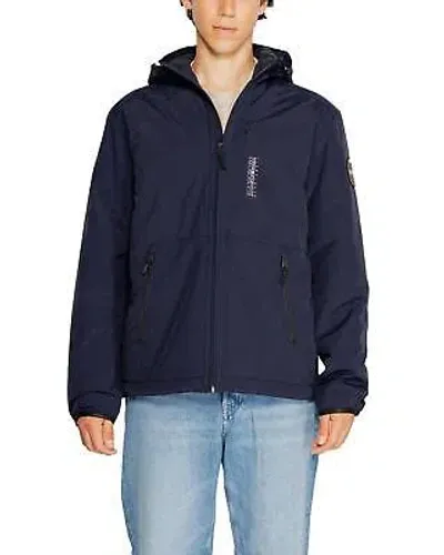 Pre-owned Napapijri Rainforest Summer Jacket - Men's Navy Water-resistant Windproof In Blau