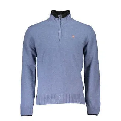 Pre-owned Napapijri Schicker Blauer Pullover Mit Halbem Reissverschluss Und Kontrastierende