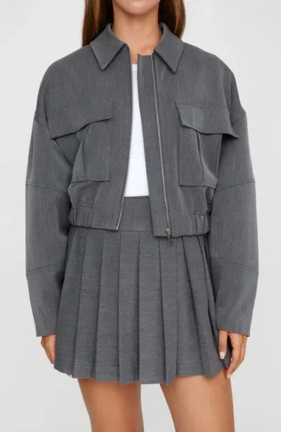 Nasty Gal Bomber Jacket In Grey Marl