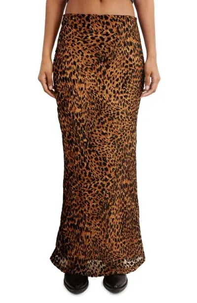 Nasty Gal Devore Leopard Maxi Skirt In Medium Brown