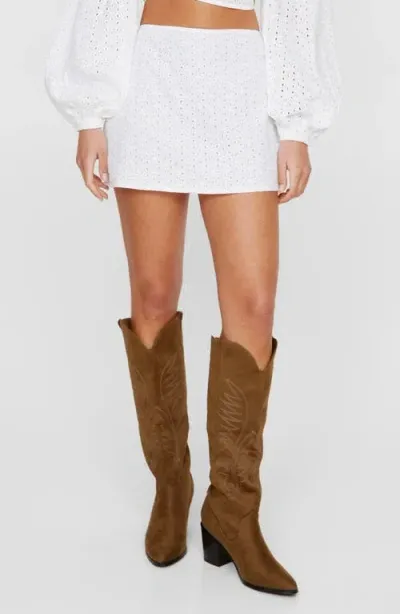 Nasty Gal Eyelet Embroidered Cotton Miniskirt In White