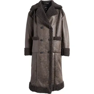 Nasty Gal Faux Shearling Coat In Chocolate