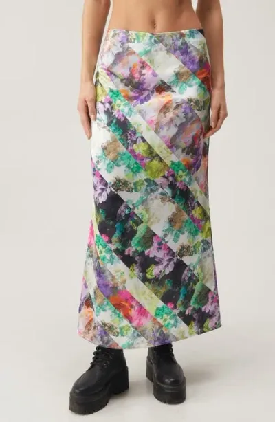 Nasty Gal Floral Bias Cut Maxi Skirt In Purple Multi