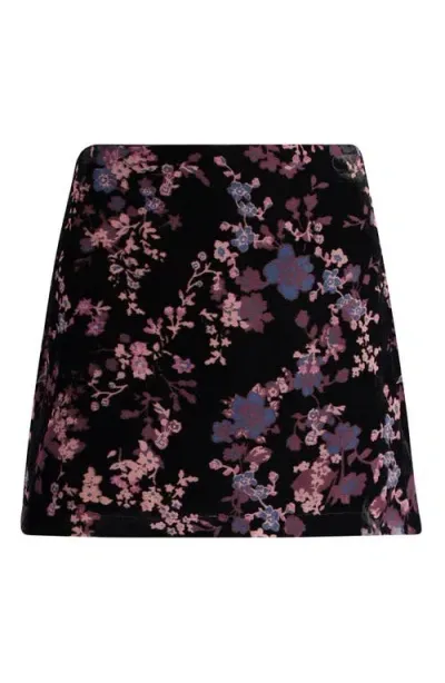 Nasty Gal Floral Velvet Burnout Miniskirt In Purple