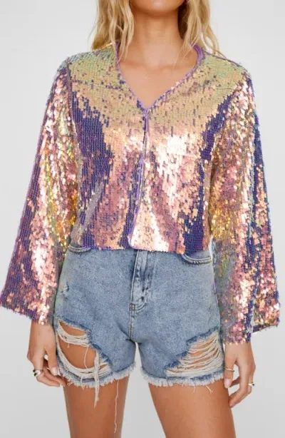 Nasty Gal Iridescent Sequin Jacket