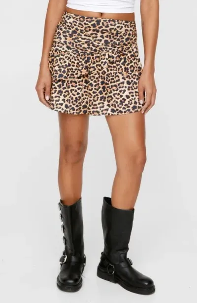 Nasty Gal Leopard Print Ruffle Miniskirt