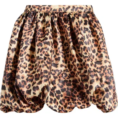 Nasty Gal Leopard Satin Bubble Miniskirt