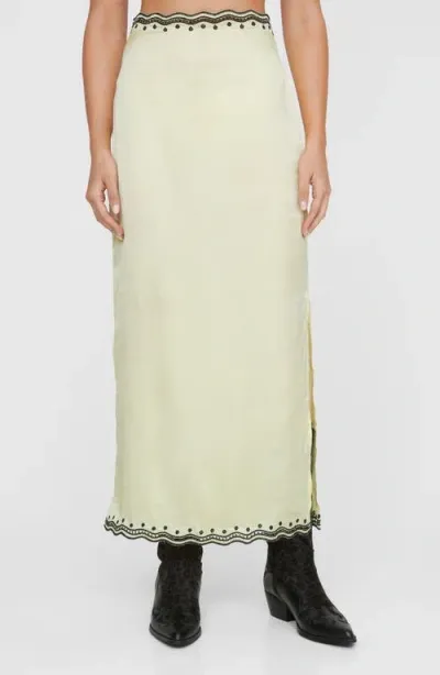 Nasty Gal Scallop Satin Maxi Skirt In Lemon