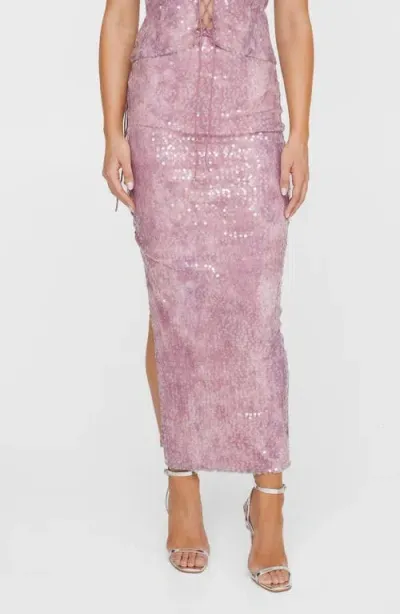 Nasty Gal Sequin Lace-up Side Maxi Skirt In Pink