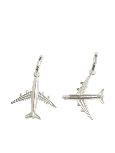 Natia X Lako Airplane Hoop Earrings In Silver