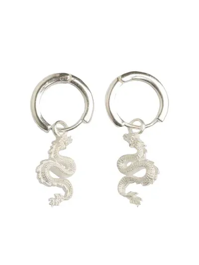 Natia X Lako Dragon Hoop Earrings In Silver