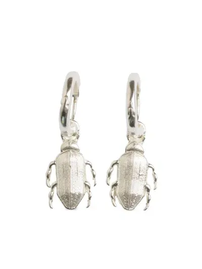 Natia X Lako Tiny Bug Hoop Earrings In Silver