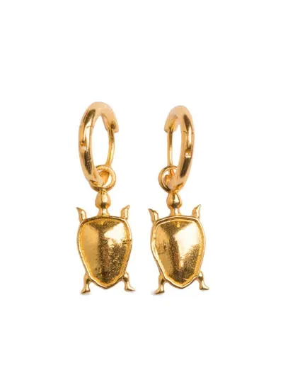 Natia X Lako Tiny Turtle Hoop Earrings In Gold