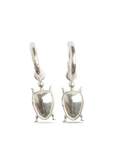 Natia X Lako Tiny Turtle Hoop Earrings In Silver