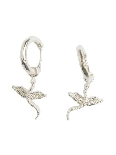 Natia X Lako Winged Snake Hoop Earrings In Silver