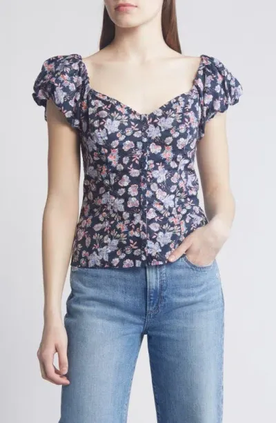 Nation Ltd Angel Floral Print Puff Sleeve Top In Midsummer