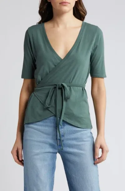 Nation Ltd Bianca Wrap T-shirt In Jade Stone