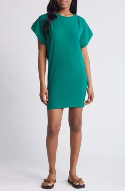 Nation Ltd Layne Crewneck Pima Cotton Blend T-shirt Minidress In Verdant Green