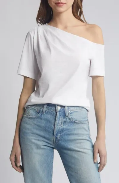 Nation Ltd Randa Draped One-shoulder Cotton Top In White