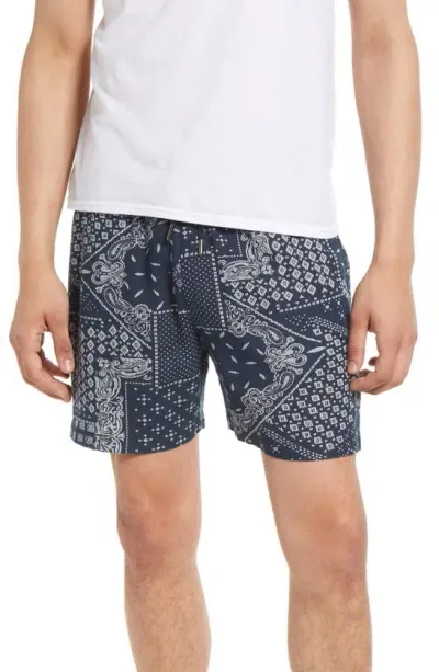 Native Youth Bandana Tile Shorts In Navy