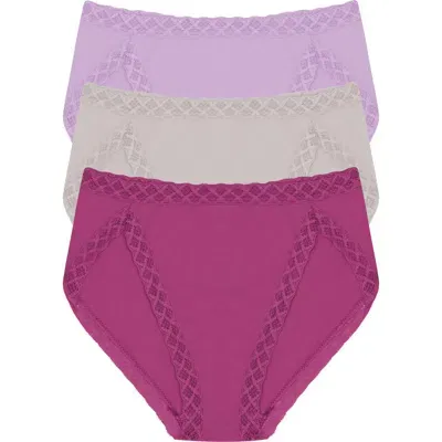 Natori Bliss Cotton French Cut Brief 3-pack In Crushed Bry/vapor/sweet Violet