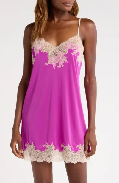 Natori Enchant Lace Trim Satin Chemise In Radiant Orchid