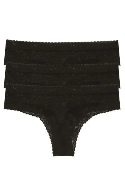 Natori Escape Lace Thong, Pack Of 3 In Black