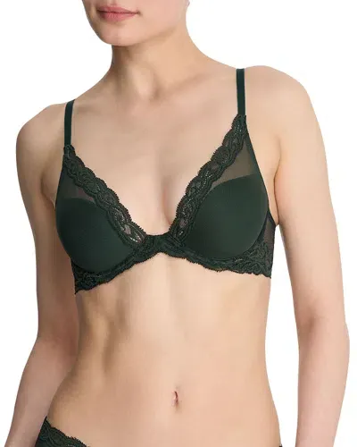 Natori Feathers Contour Plunge Bra In Dark Forest