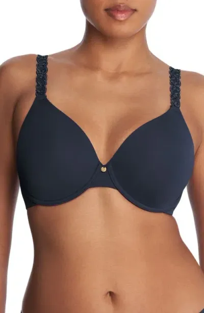 Natori Pure Luxe Underwire T-shirt Bra In Midnight Navy/black