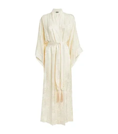 Natori Silk-blend Jacquard Ines Robe In White