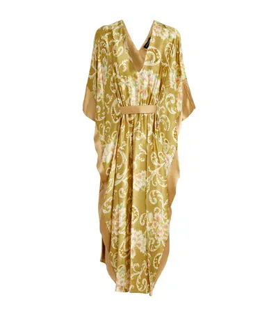 Natori Silk Camille Midi Dress In Gold