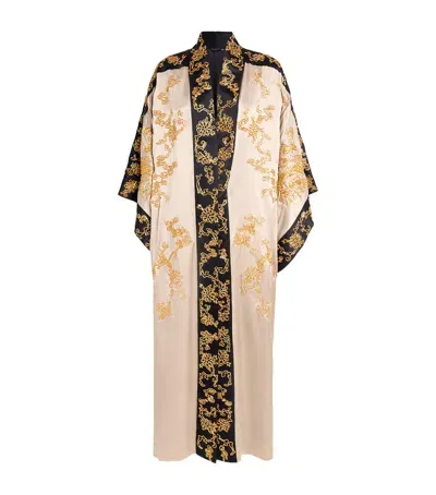 Natori Silk Embroidered Robe In Multi