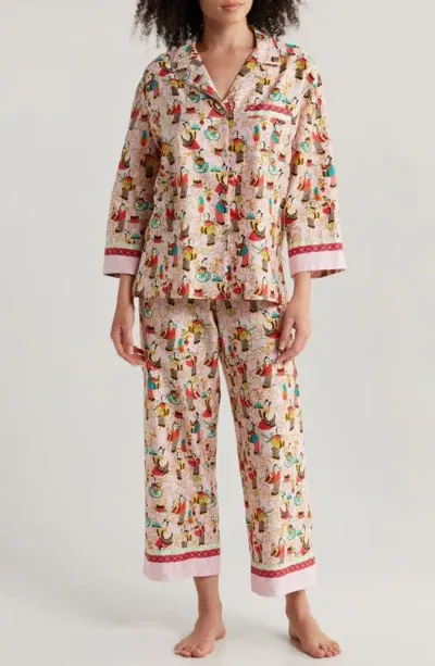 Natori Cotton Tea Garden Long Pajama Set In Light Pink