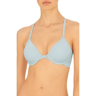 Natori Underwire Front Close Contour Bra In Blue/white