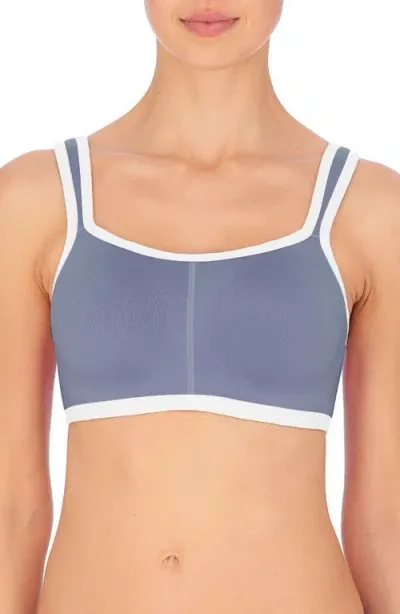 Natori Yogi Convertible Sports Bra In Ocean Storm/white