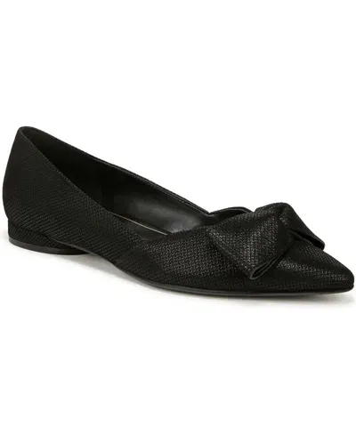 Naturalizer Havana Bow Pointed Toe Flat In Black,metallic Suede