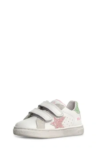 Naturino Kids' Pinn Sneaker In White-pink-light Green