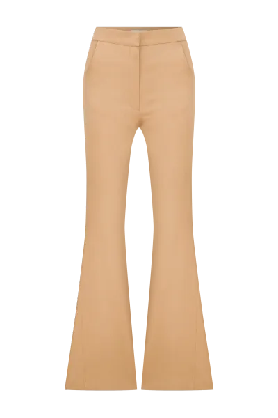 Nazli Ceren Avrell Cotton Flared Trousers In Golden Straw In Yellow