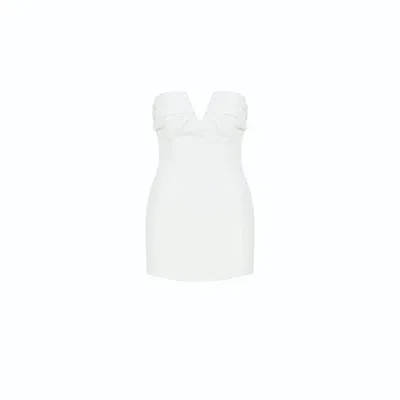 Nazli Ceren Miora Crepe Mini Dress In Vanilla Ice In White