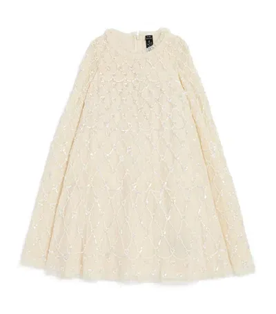 Needle & Thread Kids' Heart Lattice Dress In Ivory