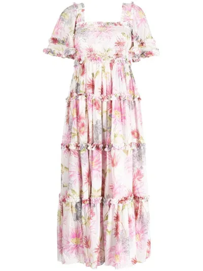 Needle & Thread Needle And Thread Womens Moonshine Hummingbird Floral-print Woven Midi Dress