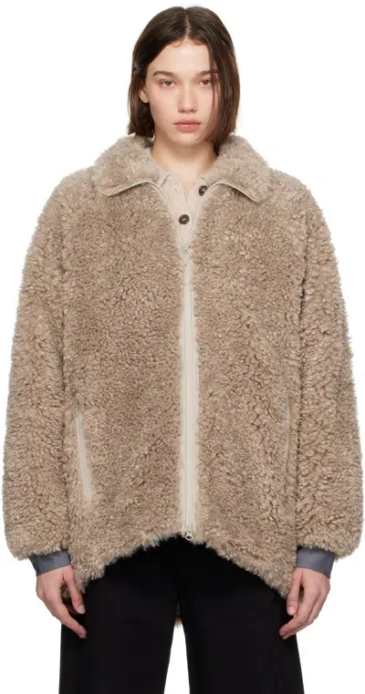 Needles Beige S.c. Faux-shearling Jacket In A-beige