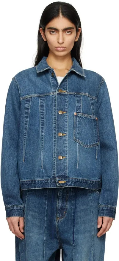 Needles Blue Darted Denim Jacket In Indigo