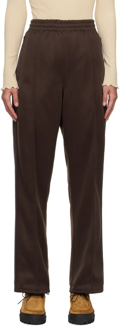 Needles Brown Embroidered Track Pants In B-dk.brown